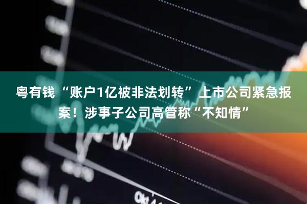 粤有钱 “账户1亿被非法划转” 上市公司紧急报案！涉事子公司高管称“不知情”